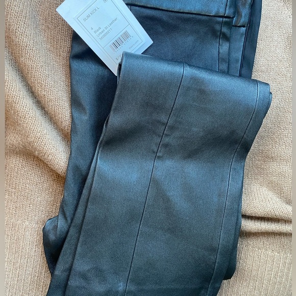 Theory Women's Urban Leather Slim Kick Pants - Black 4 - Picture 4 of 14